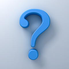 Leinwandbilder - Blue question mark on white background abstract with shadow 3D rendering