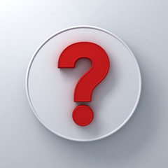 Leinwandbilder - Red question mark on round white signboard background abstract with shadow 3D rendering