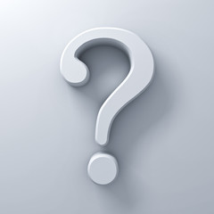 Leinwandbilder - White question mark on white wall background abstract with shadow 3D rendering