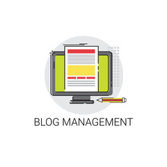 Wall Mural - blog management business digital content information technology icon vector illustration