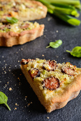 Wall Mural - Savory sausage pie with green onion and cheese