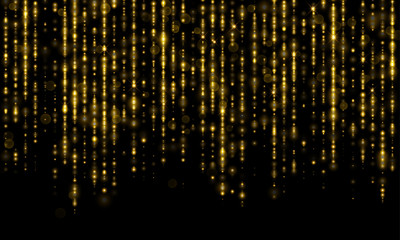 Fototapete - Golden lines threads of gold tinsel glitter drops sparkling particles