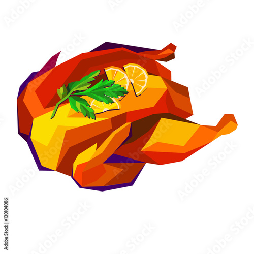chicken, dinner, baked, fish, vector, seafood, sea Stock Vector | Adobe