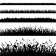 Silhouette set of grass borders vector