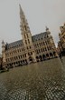 Regnerisches Brüssel / Grand Place mit Rathaus im Herzen von Brüssel