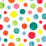 Seamless colorful dots pattern. Vector background with watercolor circles. 