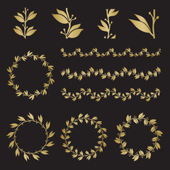 Wall Mural - Silhouette laurel wreaths in different  shapes