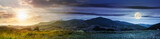 Fototapeta  - panorama of rural fields in mountains
