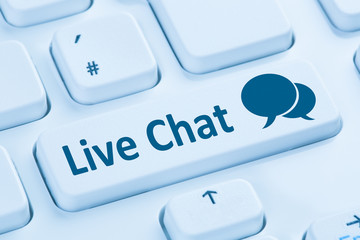 Wall Mural - live chat kontakt kommunikation service internet blau computer t