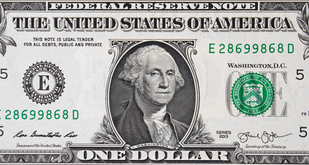 Wall Mural - US one dollar bill close up, USA federal fed reserve note. Ameri