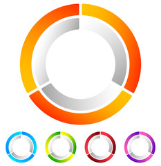Leinwandbilder - Segmented circle abstract icon. Circular geometric logo, icon in