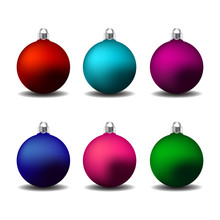 Colorful Christmas Balls. Set Of Isolated Realistic Decorations. Vector Illustration.