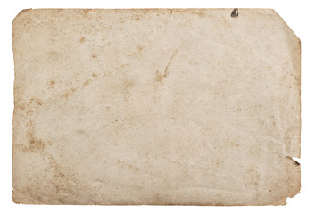 Wall Mural - Old paper sheet isolated white background cardboard texture