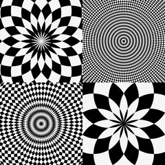 Poster - Elements with checkered marble-like circular pattern. Concentric