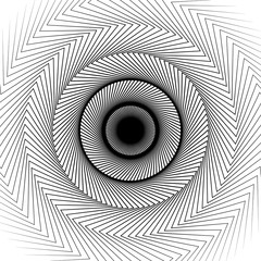 Poster - Wavy, zig-zag radial lines. Abstract circular pattern