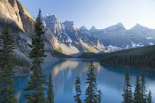 Reflections In Moraine Lake, Banff National Park, Alberta, Rocky Mountains, Canada