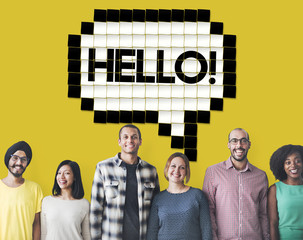 Wall Mural - Hello Speech Bubble Technology Graphic Concept