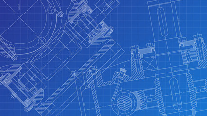 Wall Mural - Mechanical Engineering drawing. Engineering Drawing Background.