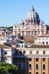 Wall Mural - apartment houses in Rome city and Basilica