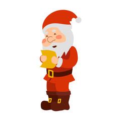 Wall Mural - Santa Claus reads the letter. Isolated object on a white background. Vector illustration.