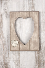 Wall Mural - Wooden heart shape frame