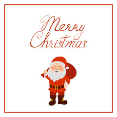 Wall Mural - 
Merry Christmas greeting card with Santa Claus. Vector illustration.