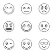 © ylivdesign - Round smileys icons set. Outline illustration of 9 round smileys vector icons for web