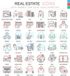 Vector Real estates color line outline icons for apps and web design. Real estates icons.