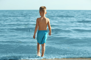 Canvas Print - Cute boy having fun on beach