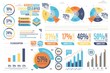 Business infographics set with different diagram vector illustration. Abstract data visualization elements, marketing charts and graphs. Website, corporate report, presentation, advertising template
