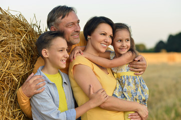 Poster - happy family at   field