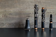 Dismantled Clarinet on a Black Table