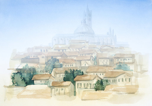 tuscany watercolor painting