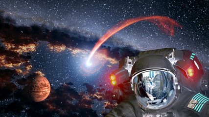 Wall Mural - astronaut planet mars spaceman helmet ufo space martian alien et extraterrestrial. elements of this 