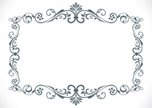 Black And White Floral Vintage Frame With Copy Space Vector Temp