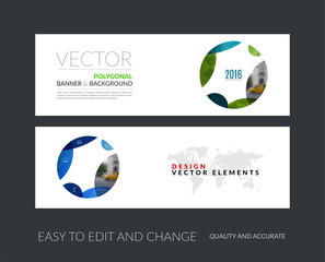 Wall Mural - Vector set of modern horizontal website banners with circle, sof