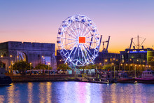 GENOA, ITALY DECEMBER 6, 2016 - Ferris Wheel In "Porto Antico" Harbor Zone In Genoa, Italy
