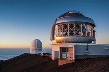 Observatory On Mauna Kea At Sunset, Big Island, Hawaii