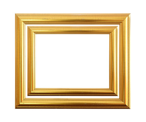 Wall Mural - Gold antique frame isolated on black background