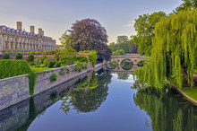 Clare And King's College Bridges Over River Cam, The Backs, Cambridge, Cambridgeshire