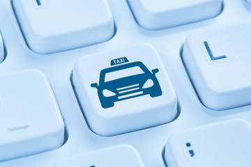 Wall Mural - taxi online buchen bestellen internet blau computer tastatur
