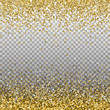 Gold glitter background. Golden sparkles on border. Template for holiday designs, invitation, party, birthday, wedding, New Year, Christmas. Vector illustration.