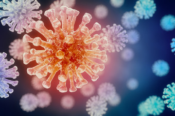 Wall Mural - 3d rendering bacteria virus or germs microorganism cells close-up.