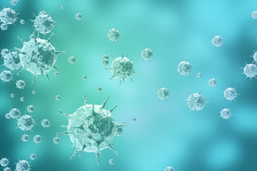 Wall Mural - 3d rendering of influenza virus h1n1. swine flu, infect organism, viral disease epidemic
