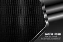 Vector Hexagon Gradient Gray Mesh Background With Three Light Sources And Metal Shape With Radiance For Business.