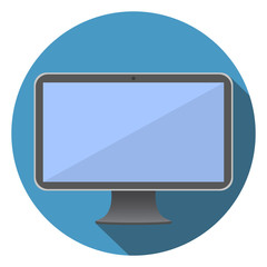 Sticker - computer screen flat icon vector illustration