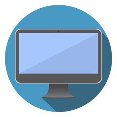 Sticker - computer screen flat icon vector illustration