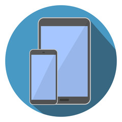 Sticker - mobile phone, tablet computer flat icon vector illustration