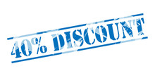 40% Discount Blue Stamp On White Background