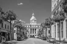 The Golden Dome Of The Savannah City Hall In Savannah